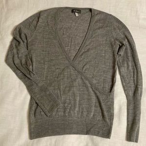 Ibex faux-wrap sweater, 100% wool